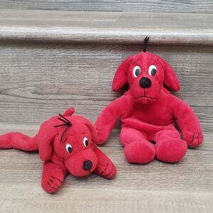 Set of two 6 inch Clifford The Big Red Dig plush animals